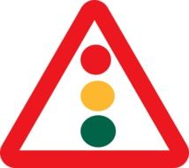 triangular sign in the form of a traffic light