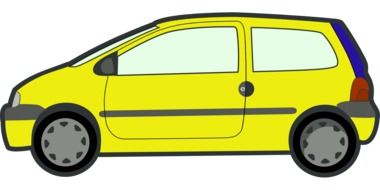 drawing of a yellow car on a white background