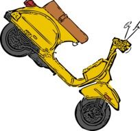 yellow vintage scooter, illustration