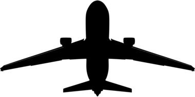 airplane, bottom view, black silhouette