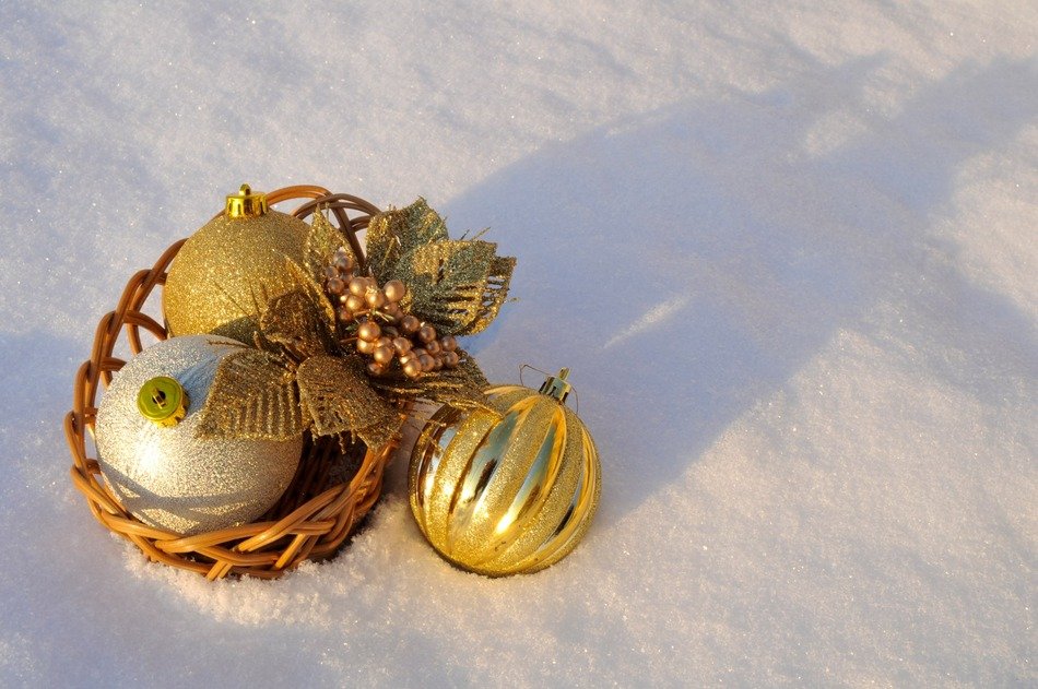 decorations for the new year in the snow