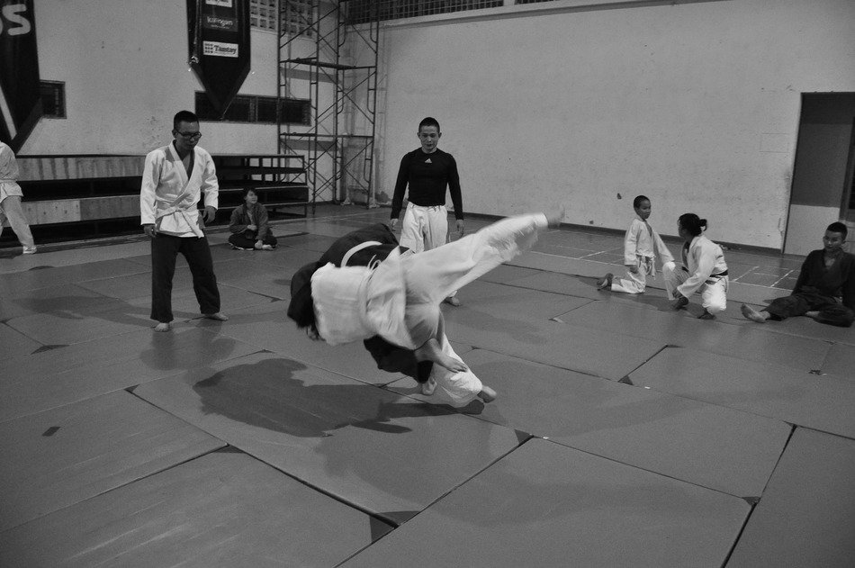 judo in black and white background