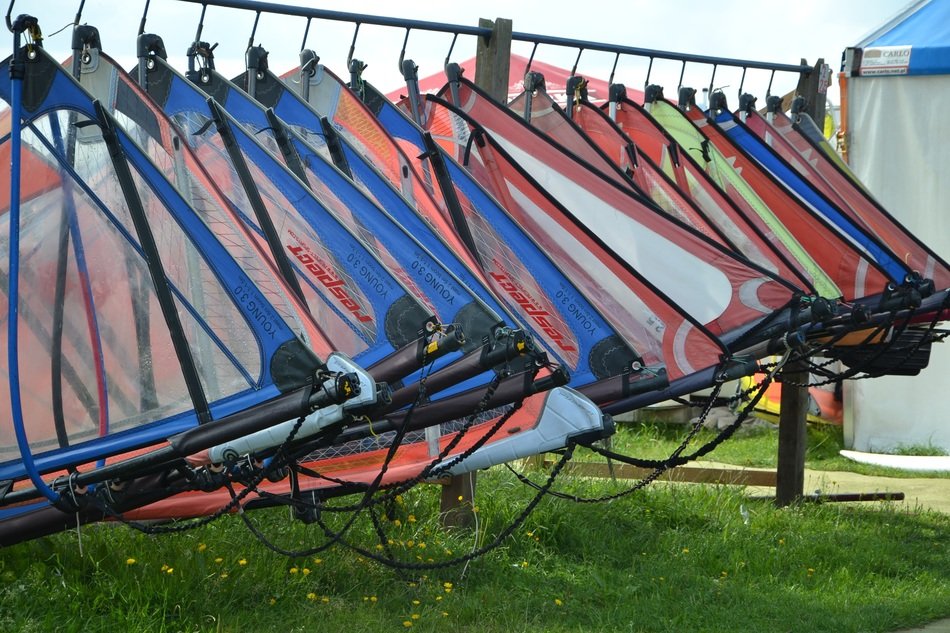 Sails for windsurfing on the dryer