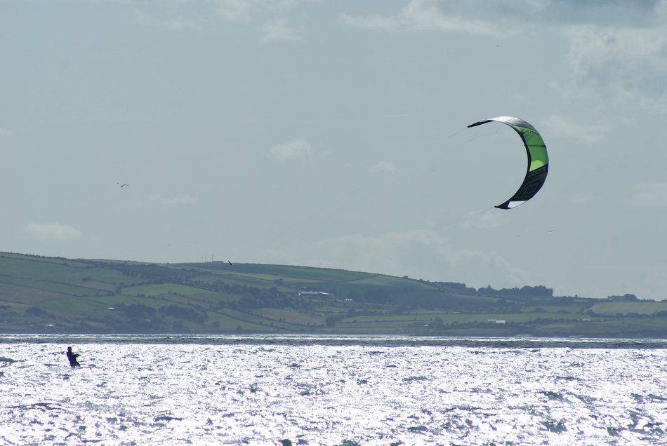 kiting on the sea in summer