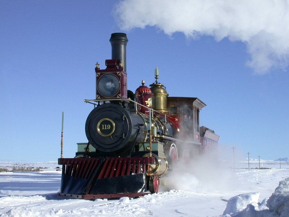 steam locomotive in winter