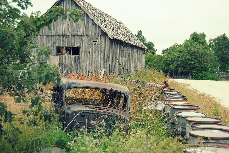 abandoned farm among the landscape