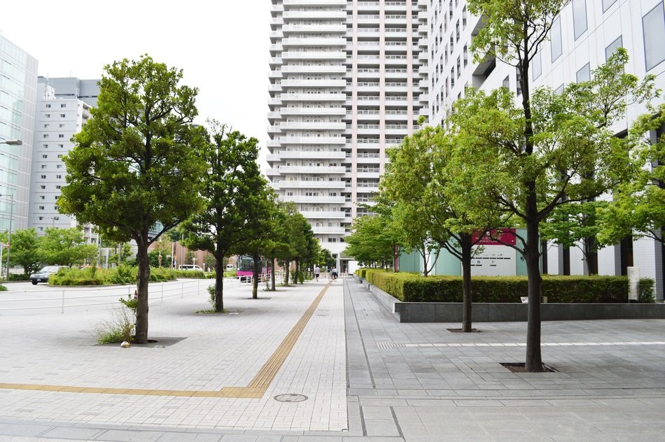 street with green trees in Shinagawa, Tokyo