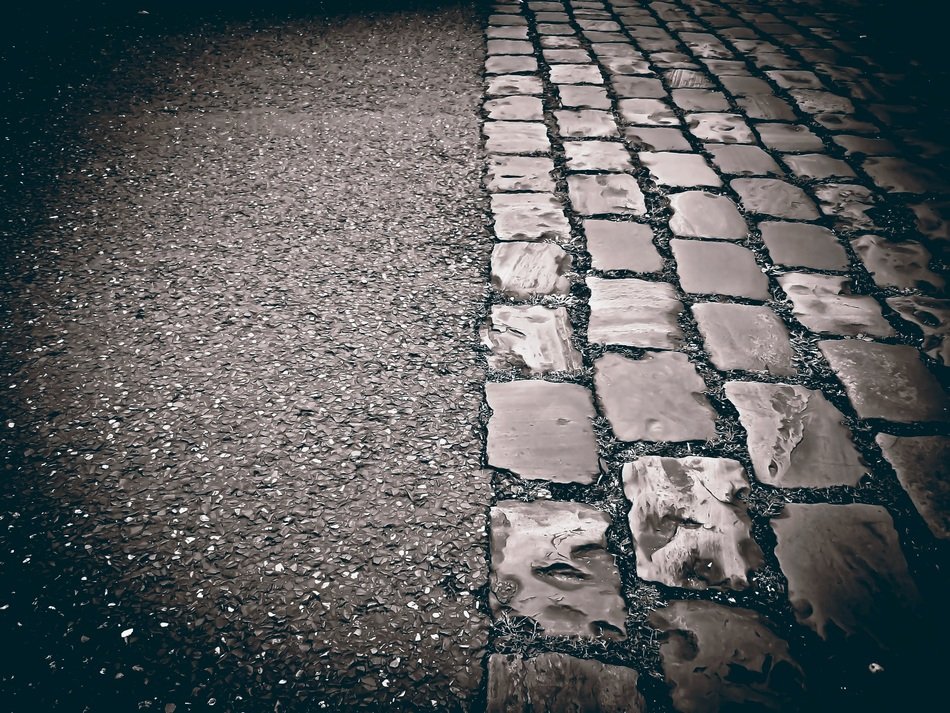 cobblestones road paving