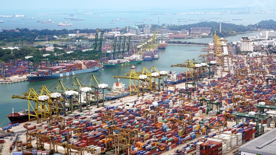 sea port with lots of containers