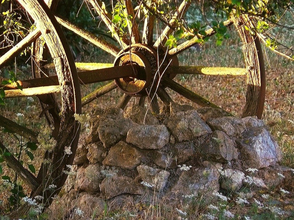 wheels of a vintage vehicle