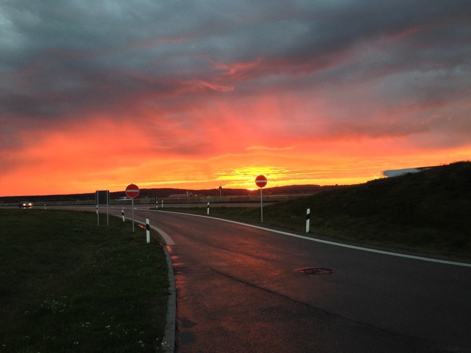 Sunrise on the road