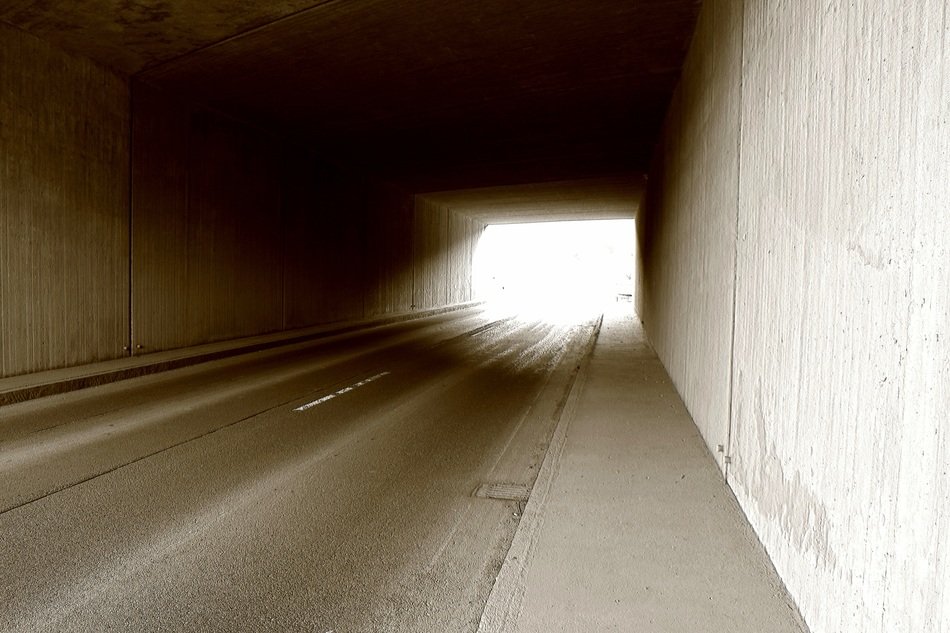 Road in the tunnel