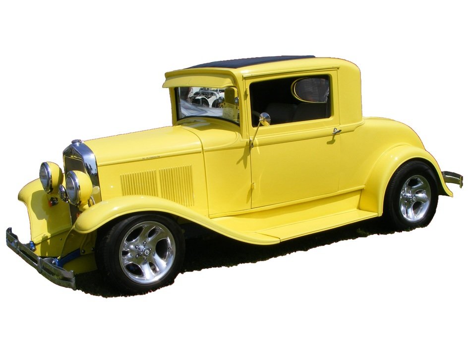 yellow Plymouth on a white background