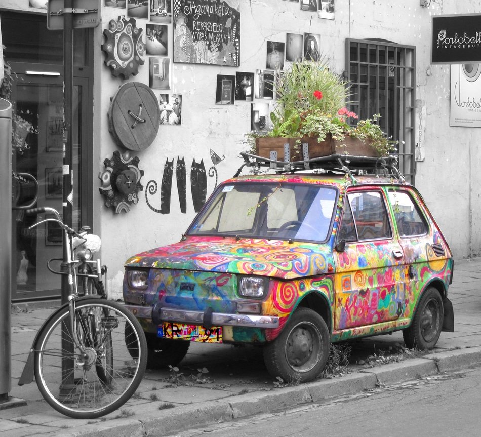 unique vehicle on the street scene