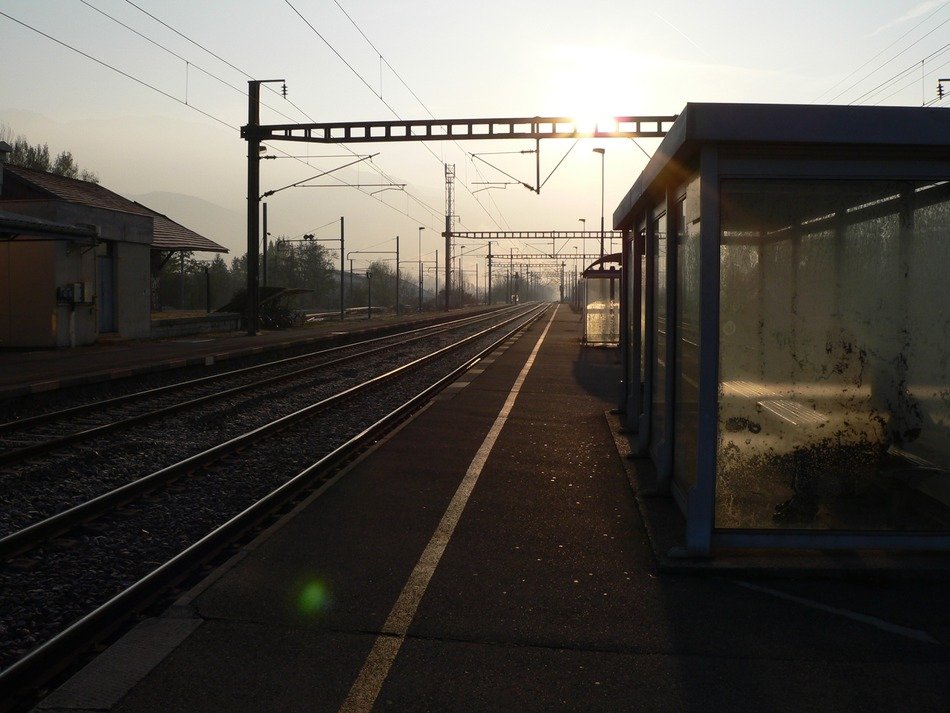 railway station at dawn
