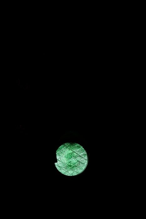 drive, green traffic light in darkness