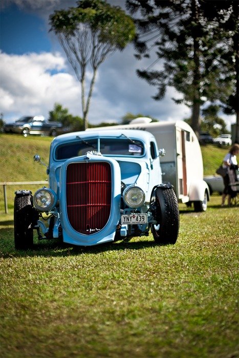 Vintage blue car