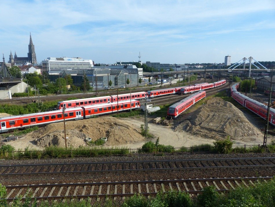 Ludwig erhard bridge with locomotives on it