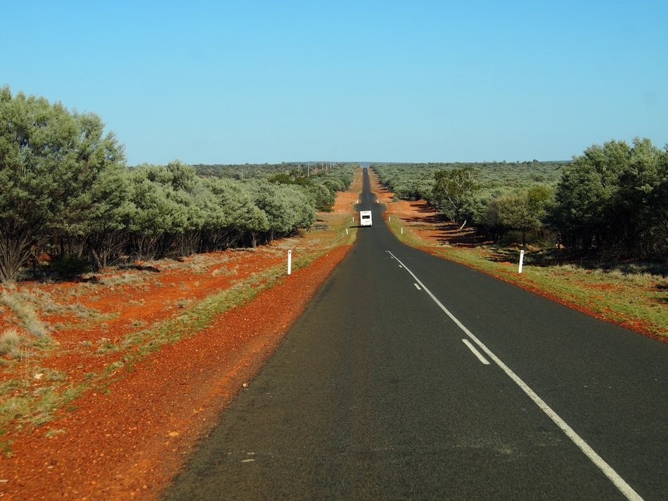 outback road in desert summer scenery