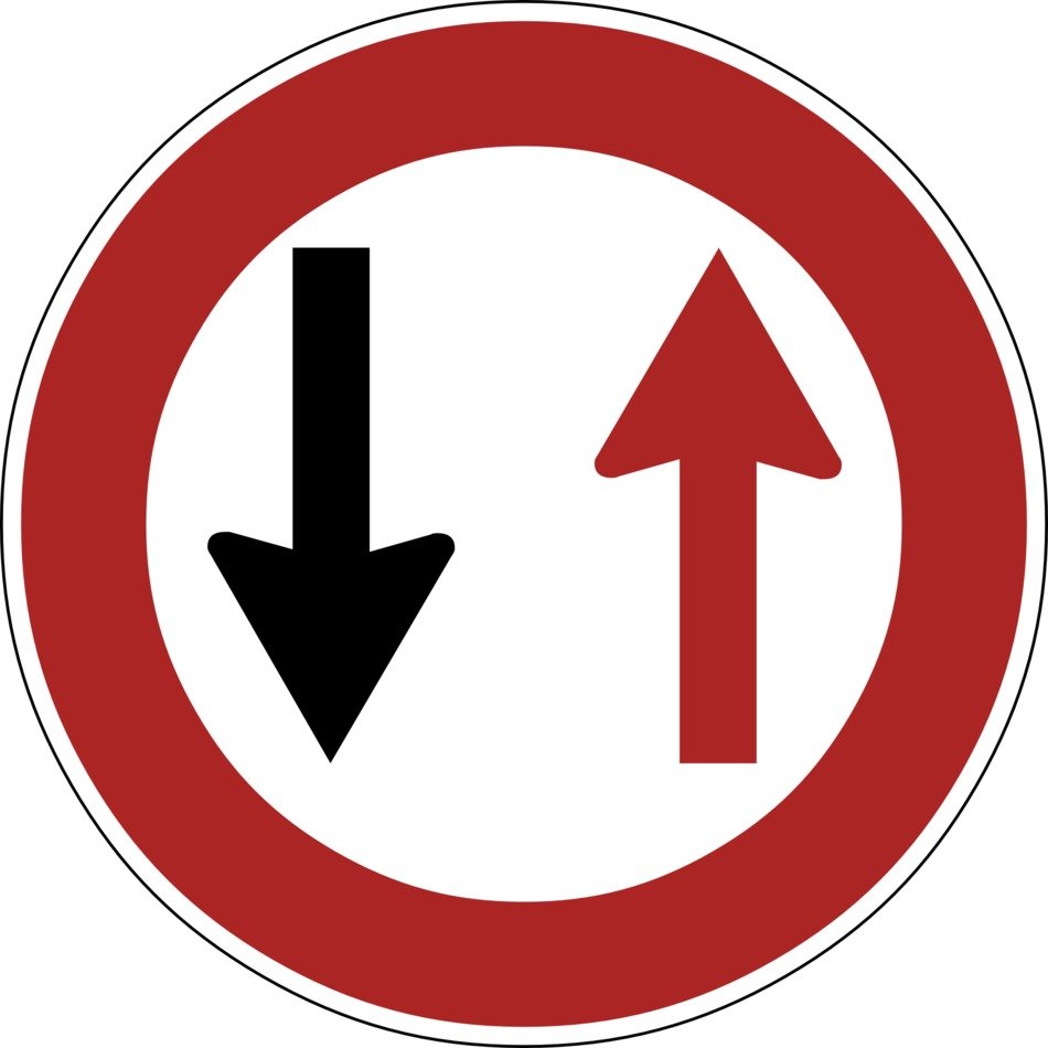red black priority oncoming vehicles sign