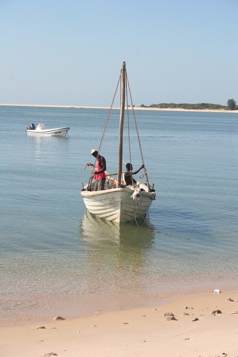 boat on ocean in Bazaruto