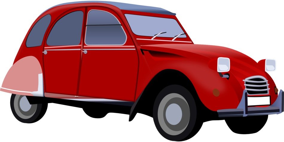 Picture of red retro vehicle as an illustration