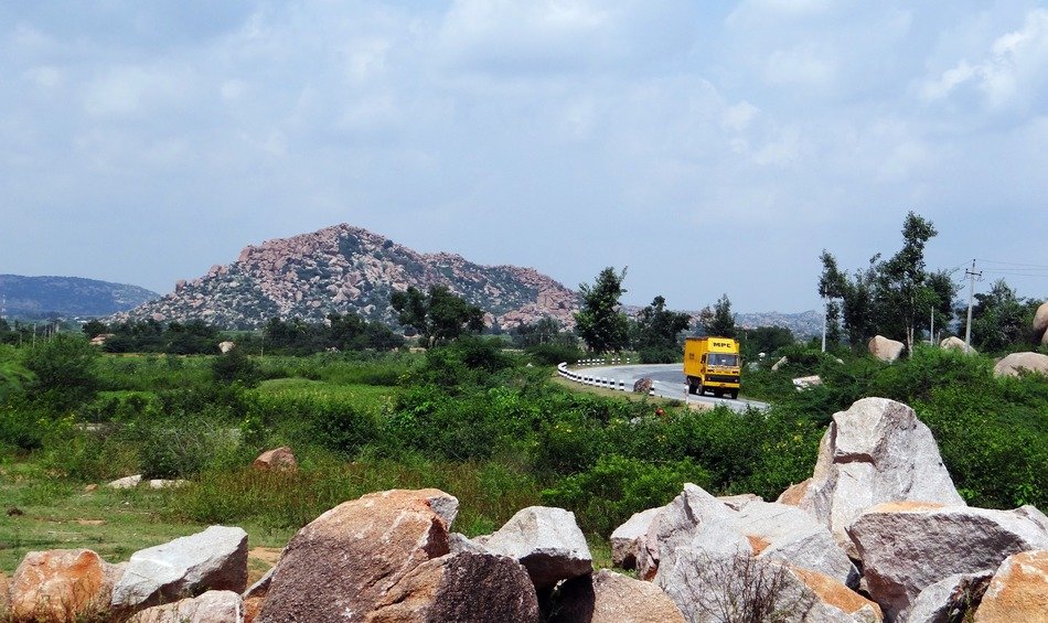 rocks near the highway