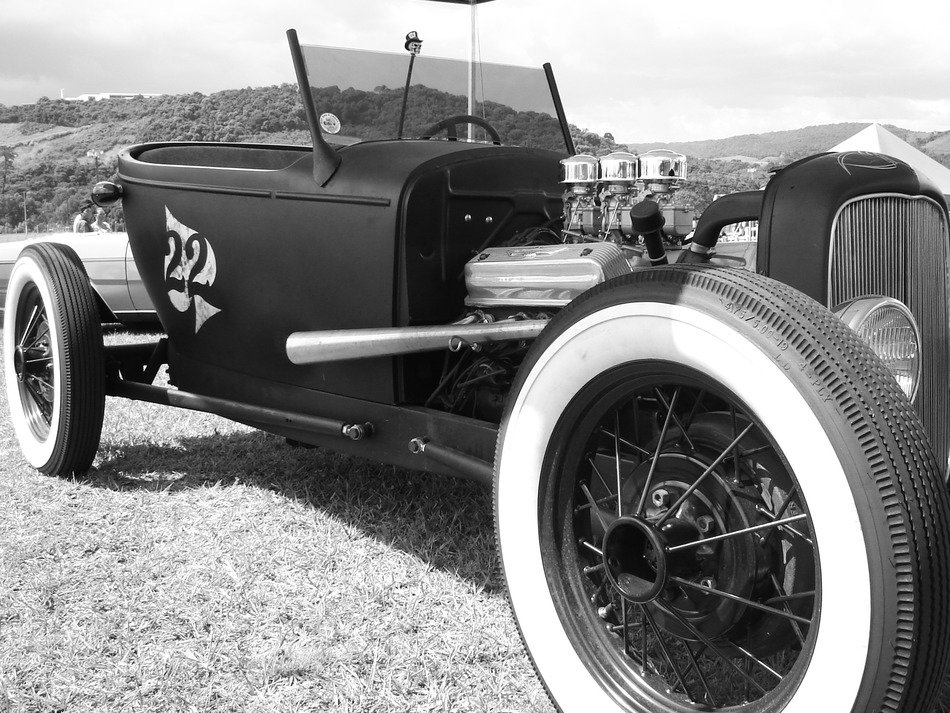 antique car in black and white background