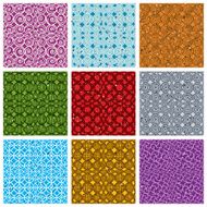 Retro style tiles seamless patterns set