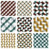 Set of multicolored grate seamless patterns with parallel ribbon