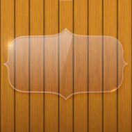 Glass plate on the wooden wall
