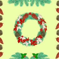 Seamless texture christmas wreath and pine cones vector