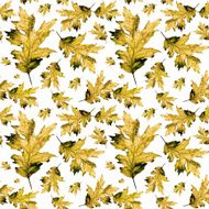 Seamless texture with colored watercolor maple leaves N13