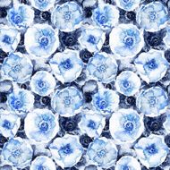 Seamless pattern Blue watercolor flowers N2