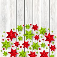 Xmas starry decorations on wooden background