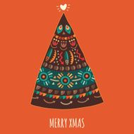 Colorful Merry Christmas tree with ornament N2