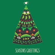 Colorful Merry Christmas tree with ornament N4