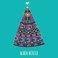 Colorful Merry Christmas tree with ornament N5