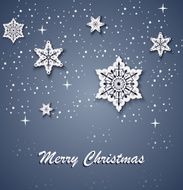 Christmas card with white stars on the background