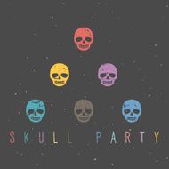 Vintage sugar skulls on dark background