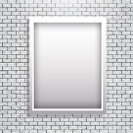 Metal frame on brick wall vector