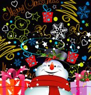 Christmas card Happy snowman