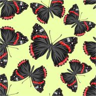 Seamless texture flight Butterfly Vanessa cardui vector illustration