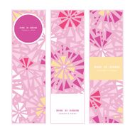 Vector pink abstract triangles vertical banners set pattern background