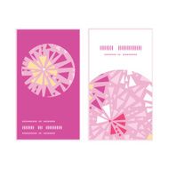 Vector pink abstract triangles vertical round frame pattern business cards N2