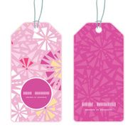 Vector pink abstract triangles vertical round frame pattern tags set N2