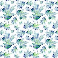 Seamless texture with colored watercolor maple leaves N14