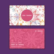 Vector textured christmas stars vertical round frame pattern business cards N2