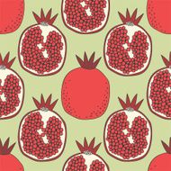 Seamless fruit pattern of pomegranates