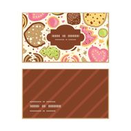 Vector colorful cookies horizontal frame pattern business cards set